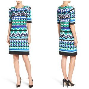 Eliza J Geometric Print Jersey Shift Dress